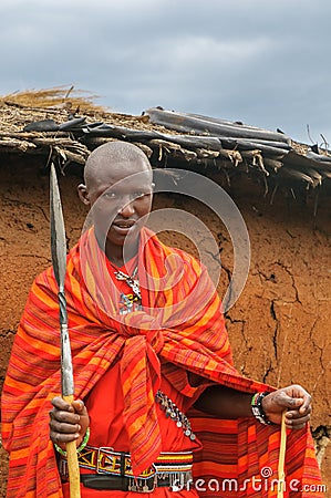 MASAI MARA, KENYA - September, 23: Young Masai man on September,