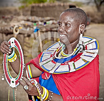 Masai woman with traditional ornaments. Tanzania.