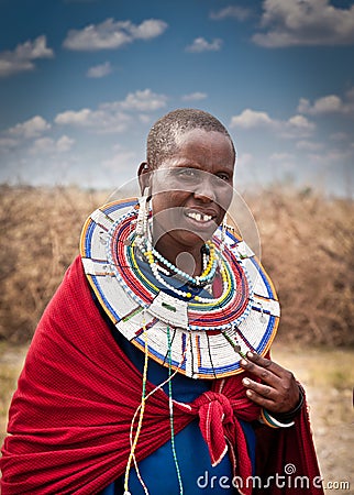 Masai woman with traditional ornaments. Tanzania.