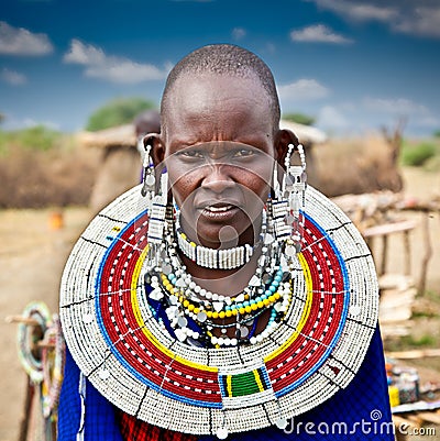 Masai woman with traditional ornaments, Tanzania.