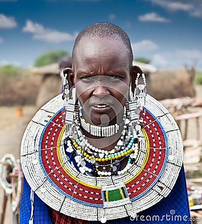 Masai woman with traditional ornaments. Tanzania.