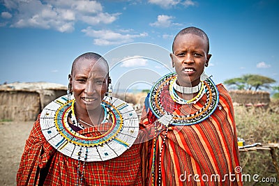 Masai women with traditional ornaments. Tanzania.