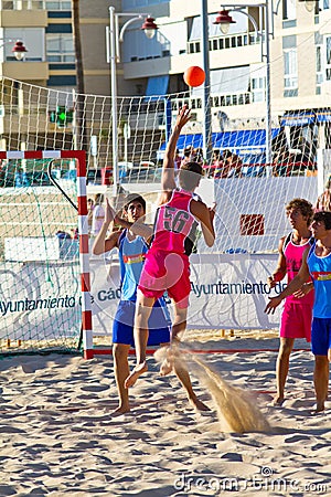 Match of the 19th league of beach handball, Cadiz