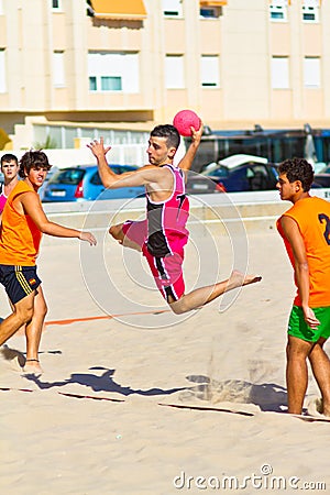 Match of the 19th league of beach handball, Cadiz