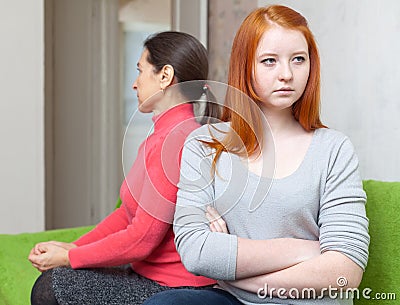 Mature woman and daughter having conflict