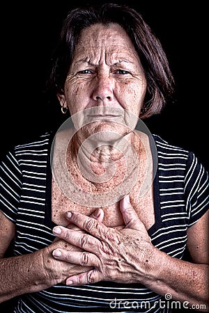 Mature woman suffering from chest pain