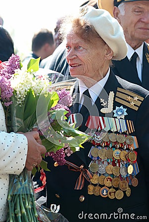 MAY 9: Woman veteran on the parade