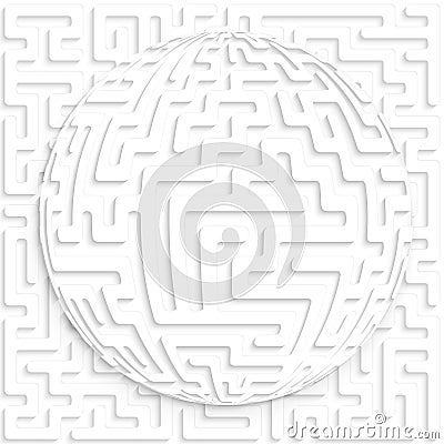 Maze globe on maze background