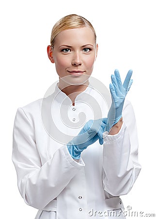 Medic is in blue rubber gloves