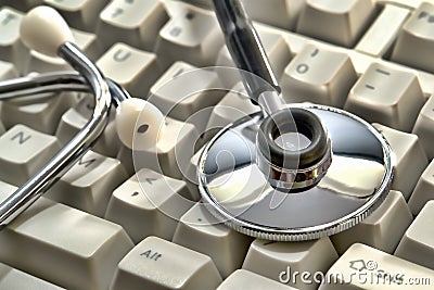 Medical Doctor Stethoscope on Computer Keyboard