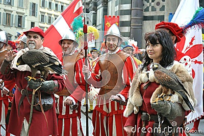 Medieval characters in a reenactment in Italy
