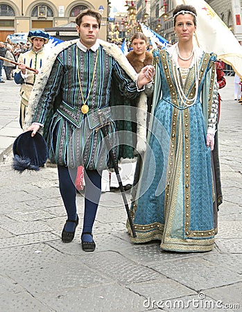 Medieval couple in a reenactment in Italy