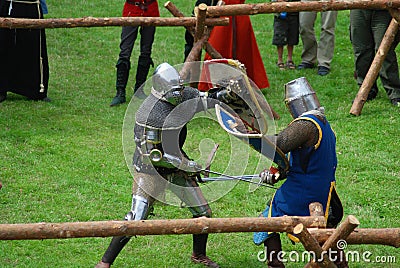 Medieval footed knights, fight