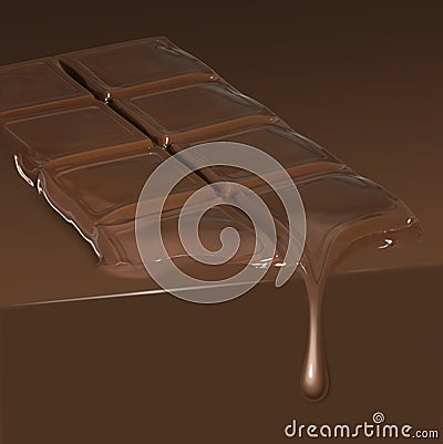 Melting bar of chocolate