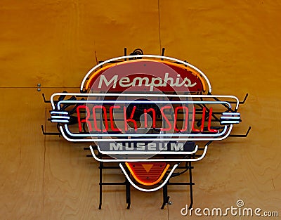 Memphis Rock and Soul Museum Neon Sign at the Memphis Welcome Center