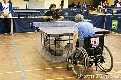 Men s Wheelchair Table Tennis Action
