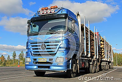 Mercedes Benz Actros Logging Truck with Wood Trailers