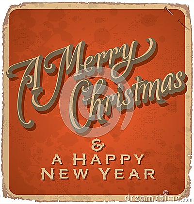 MERRY CHRISTMAS vintage card (vector)