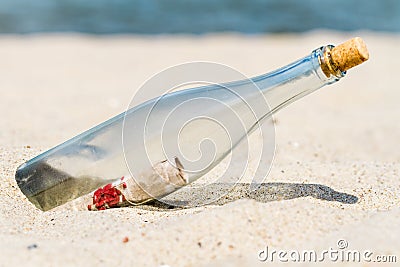 Message in a bottle on the beach