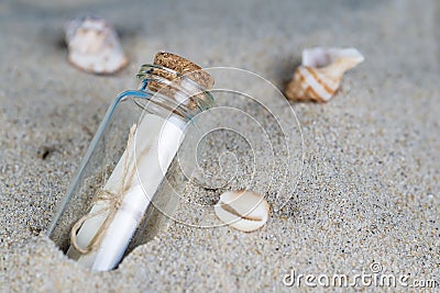 Message in a bottle on the sand of th beach