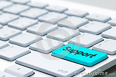 Message on keyboard enter key, for online support concepts.