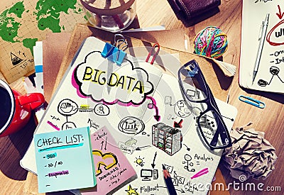 Messy Desk with Big Data Related Notes