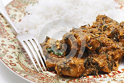 Methi chicken and rice meal