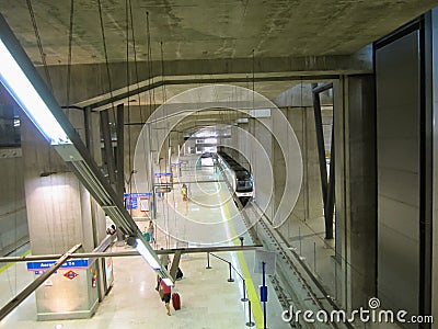 Metro Station at Barajas Airport, Madrid, Spain.