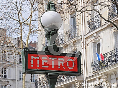 Metro (subway) sign in Paris