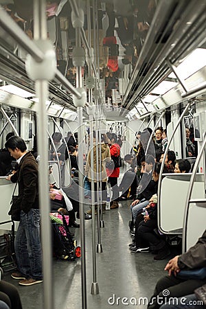 Metro train in Shanghai, China