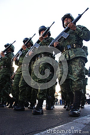 Mexican Army soldiers during a tour