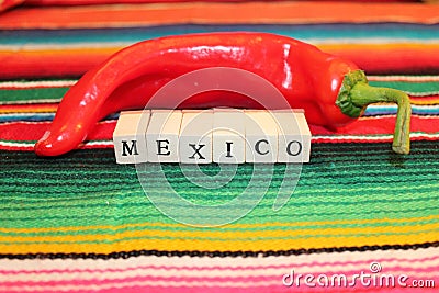 Mexican fiesta poncho rug in bright colors with sombrero