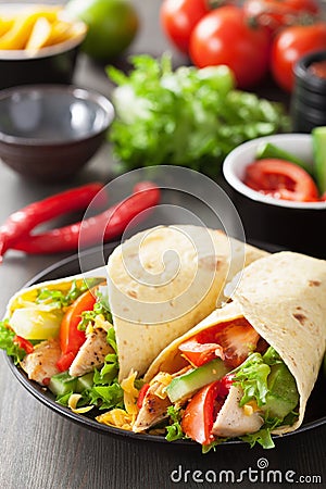Mexican tortilla wrap chicken breast vegetables