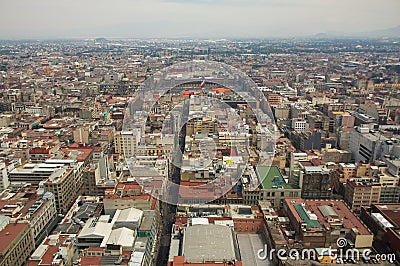 Mexico city aerial view with mountains and clouds DF