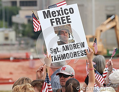 Mexico Free Sgt. Tahmooressi sign at Rally to Secu