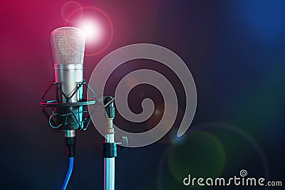 Microphone in the night colorful light