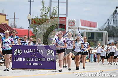 Middle School Band Banner in parade in small town America