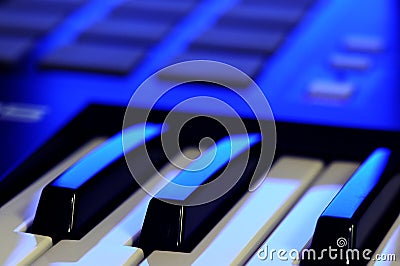 MIDI Controller Keyboard in Blue Light