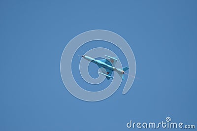 MIG 21 LANCER fighter plane performs a demonstration flight on the Romanian Air Fest