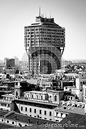 Milan, Lombardy, Italy - april 24 2014: Milan city building Torre Velasca