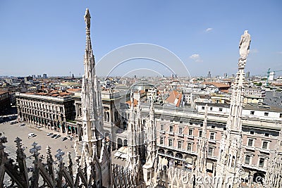 Milan skyline, from roof of cathedral, Italy