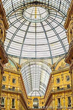 Milan, Vittorio Emanuele II urban gallery, Italian architecture.