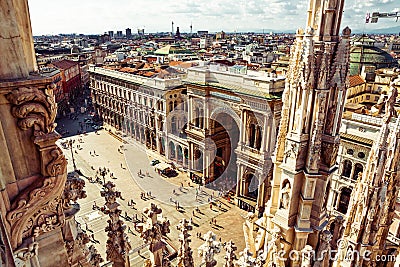 Milano city square aerial view