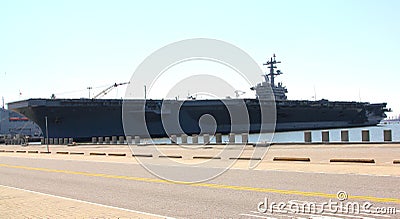 Military Aircraft Carrier Pier side Norfolk Virginia