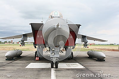 Military fighter aircraft at the airport