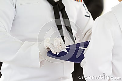 Military funeral, folding the Flag