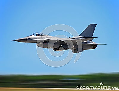 Military jet fighter in flight