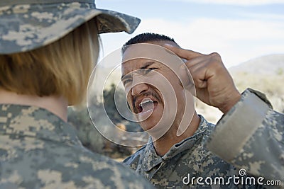 Military Officer Shouting At Female Soldier