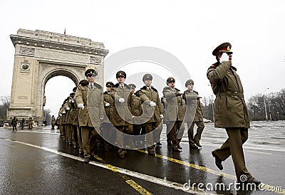 Military parade officers at the Triumphal Arch