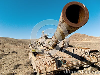 Military tank in the desert